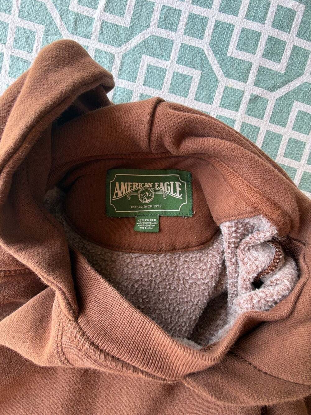 American Eagle Brown Fleece Lined Hoodie Size XS